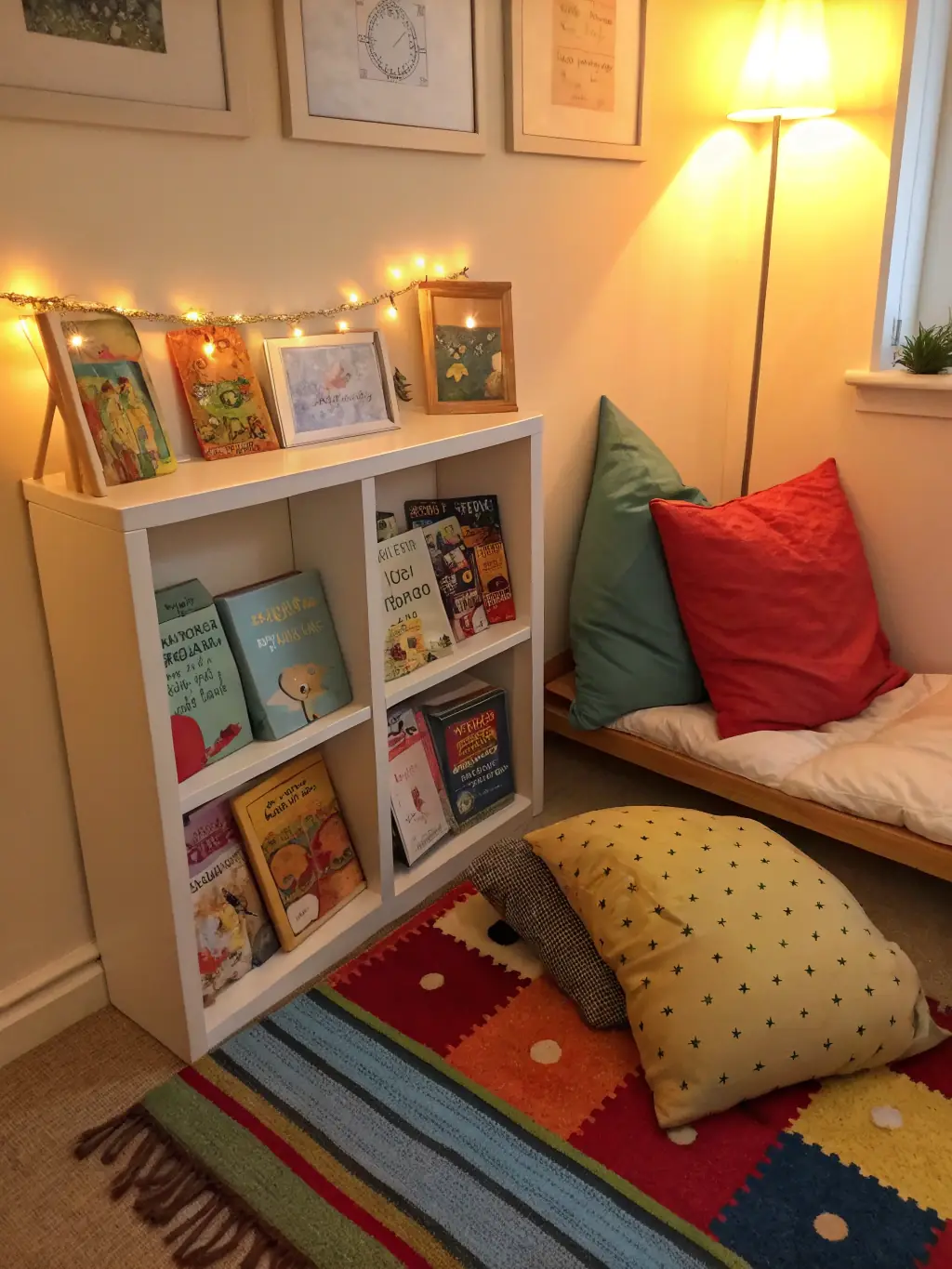 A serene scene from 'Creating a Safe Space at Home' illustrating a cozy, well-organized room designed for a child, emphasizing the theme of creating a nurturing environment.