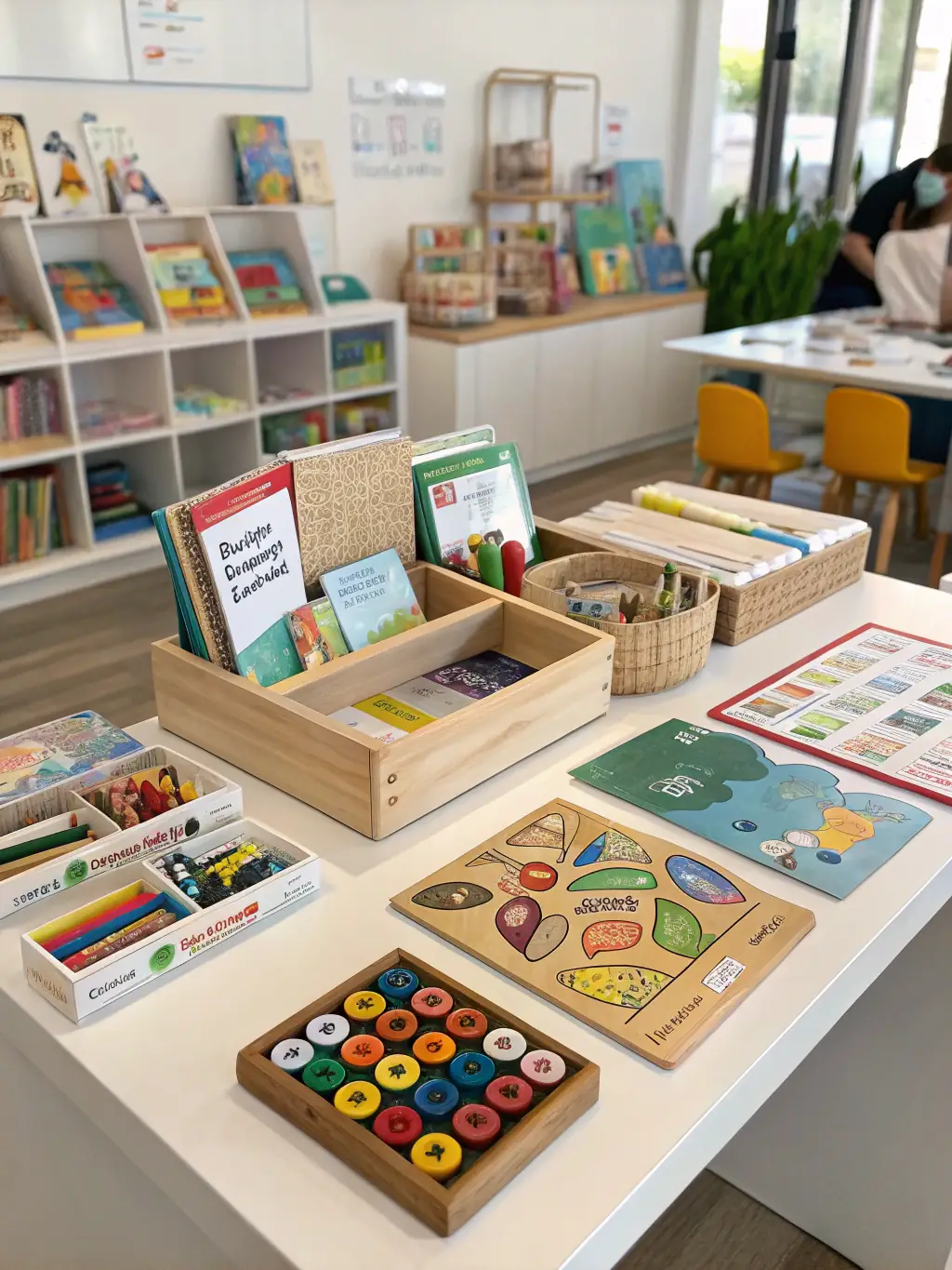 An image of educational toys and resources designed to support the learning and development of autistic children.