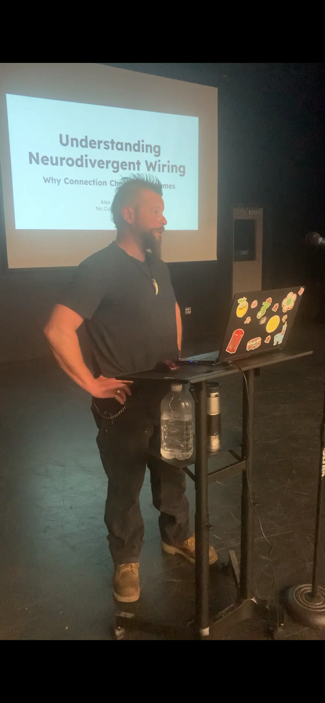 Alex gving a workshop presentation at a school district.